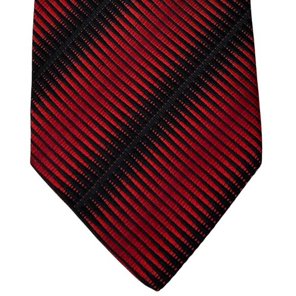 Fratelli Men's Red Black Italy Striped Silk Tie - Picture 2 of 5